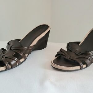 Bass "Rachel" Brown Wedge Slide Sandals 9.5M